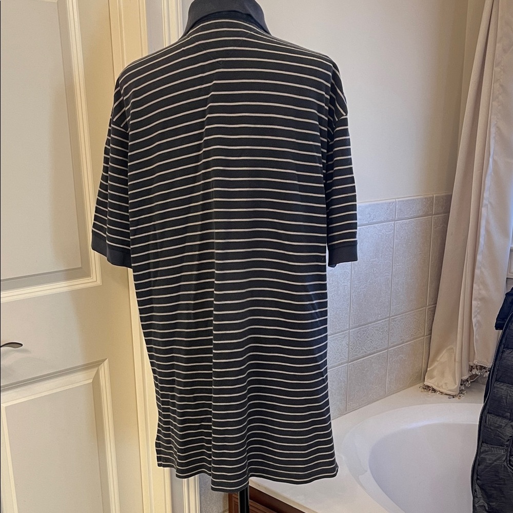Tommy Hilfiger Men's Striped Polo Shirt - Black and tan - Picture 2 of 7
